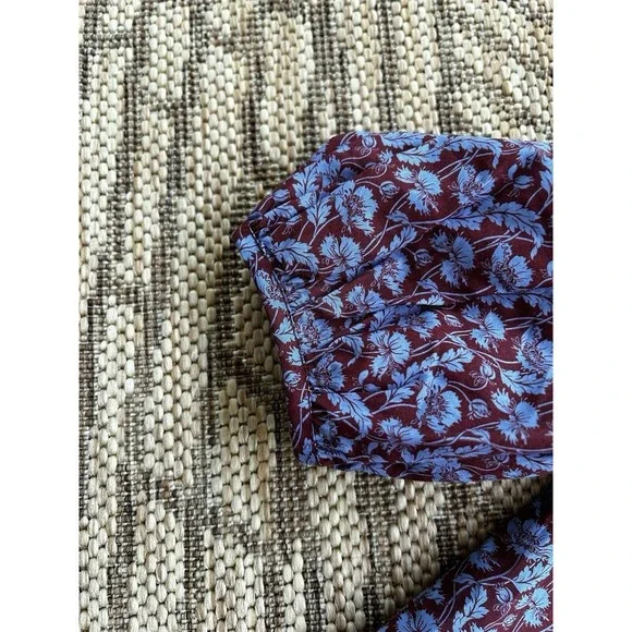 J. Crew Liberty London Maroon& Blue Floral Button-up Collared Shirt Sz 0 - Picture 4 of 8